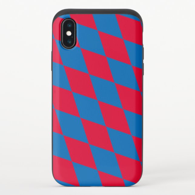 Blue and Red Bavaria Diamond Flag Pattern Uncommon iPhone Case (Back)