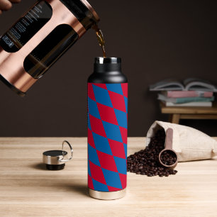 Blue and Red Bavaria Diamond Flag Pattern Water Bottle