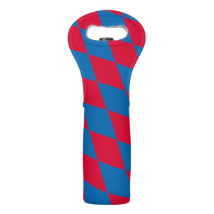 Blue and Red Bavaria Diamond Flag Pattern Wine Bag