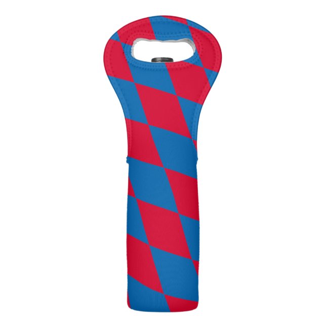 Blue and Red Bavaria Diamond Flag Pattern Wine Bag (Front)