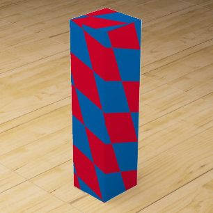 Blue and Red Bavaria Diamond Flag Pattern Wine Box