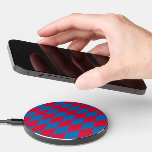 Blue and Red Bavaria Diamond Flag Pattern Wireless Charger