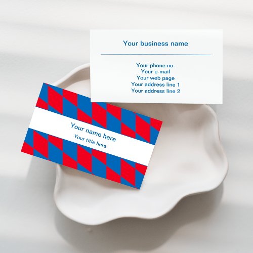 Blue and Red Bavarian Diamond Flag Blue Pattern Business Card