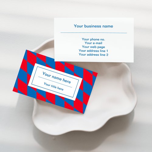 Blue and Red Bavarian Diamond Flag Blue Pattern Business Card