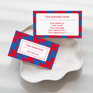 Blue and Red Bavarian Diamond Flag Pattern Business Card