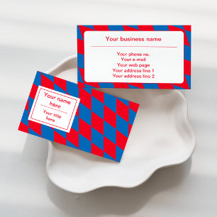 Blue and Red Bavarian Diamond Flag Pattern Business Card
