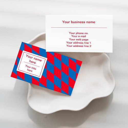Blue and Red Bavarian Diamond Flag Red Pattern Business Card