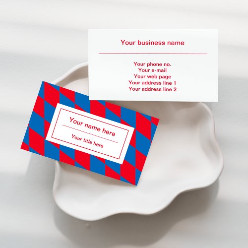 Blue and Red Bavarian Diamond Flag Red Pattern Business Card