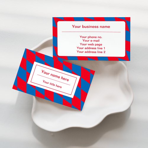 Blue and Red Bavarian Diamond Flag Red Pattern Business Card