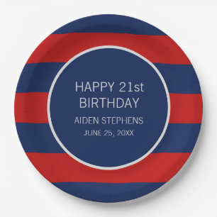 Blue and Red Birthday Party Paper Plates