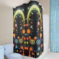 Blue and red cats shower curtain