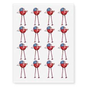 Blue and Red Christmas Bird Design Temporary Tattoos