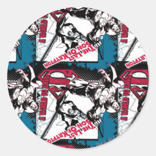 Blue and Red Collage Classic Round Sticker