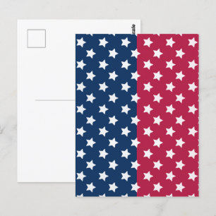 Blue And Red Color Block With White Stars Postcard