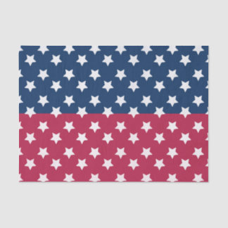 Blue And Red Color Block With White Stars Tissue Paper