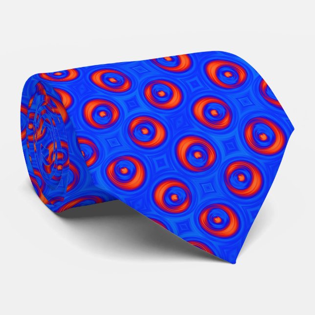 Blue and Red COOL pattern Neck Tie (Rolled)
