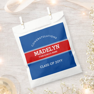 Blue and Red Custom Graduation Favor Bag