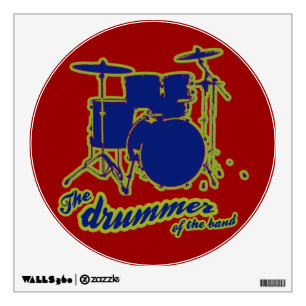 blue and red drum circle wall decal