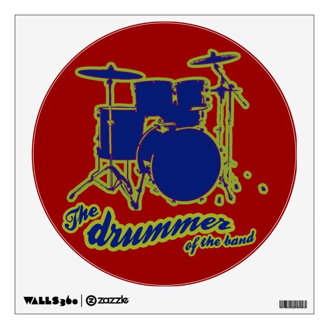 blue and red drum circle wall decal (Front)