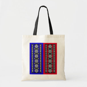 Blue and Red Embroidery Tote Bag