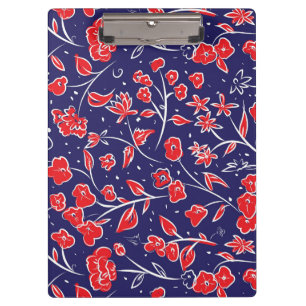 Blue and Red Floral Pattern Clipboard
