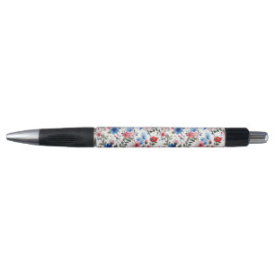 Blue and Red Floral Pen