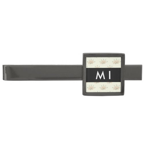 Blue and Red Flowers Black Your Name Gunmetal Finish Tie Bar