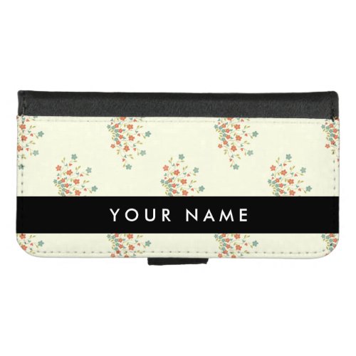 Blue and Red Flowers Black Your Name iPhone 87 Wallet Case