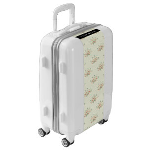 Blue and Red Flowers, Black, Your Name Luggage