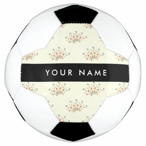 Blue and Red Flowers Black Your Name Soccer Ball