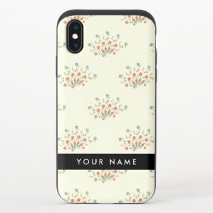 Blue and Red Flowers, Black, Your Name iPhone XS Slider Case