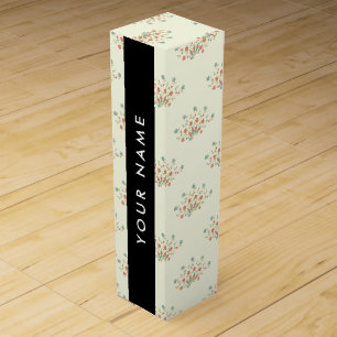 Blue and Red Flowers, Black, Your Name Wine Box