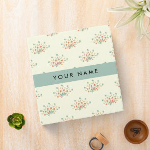 Blue and Red Flowers, Blue, Your Name 3 Ring Binder