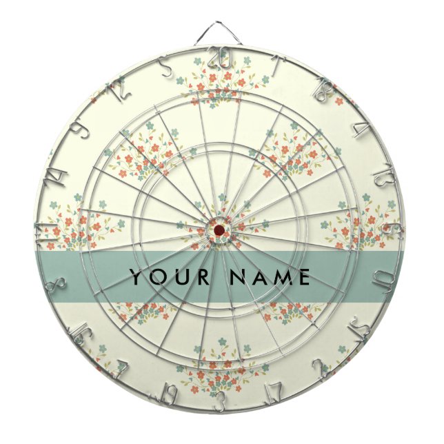 Blue and Red Flowers, Blue, Your Name Dart Board (Front)