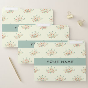 Blue and Red Flowers, Blue, Your Name File Folder