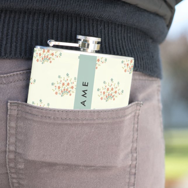 Blue and Red Flowers, Blue, Your Name Flask (In Situ)