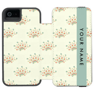 Blue and Red Flowers, Blue, Your Name iPhone SE/5/5s Wallet Case