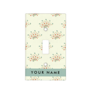 Blue and Red Flowers, Blue, Your Name Light Switch Cover