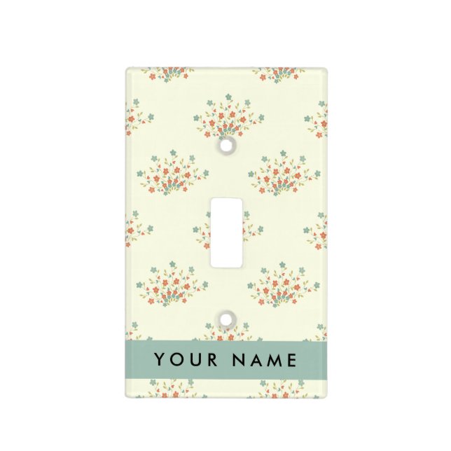 Blue and Red Flowers, Blue, Your Name Light Switch Cover (Front)