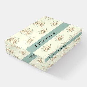 Blue and Red Flowers, Blue, Your Name Paperweight