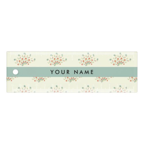 Blue and Red Flowers Blue Your Name Ruler