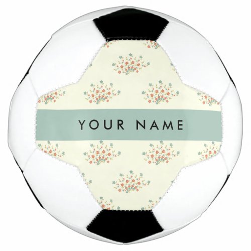 Blue and Red Flowers Blue Your Name Soccer Ball