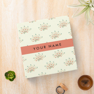 Blue and Red Flowers, Red, Your Name 3 Ring Binder