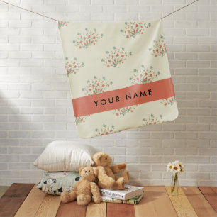 Blue and Red Flowers, Red, Your Name Baby Blanket