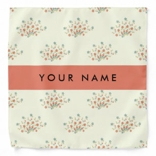 Blue and Red Flowers, Red, Your Name Bandana