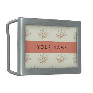 Blue and Red Flowers, Red, Your Name Belt Buckle