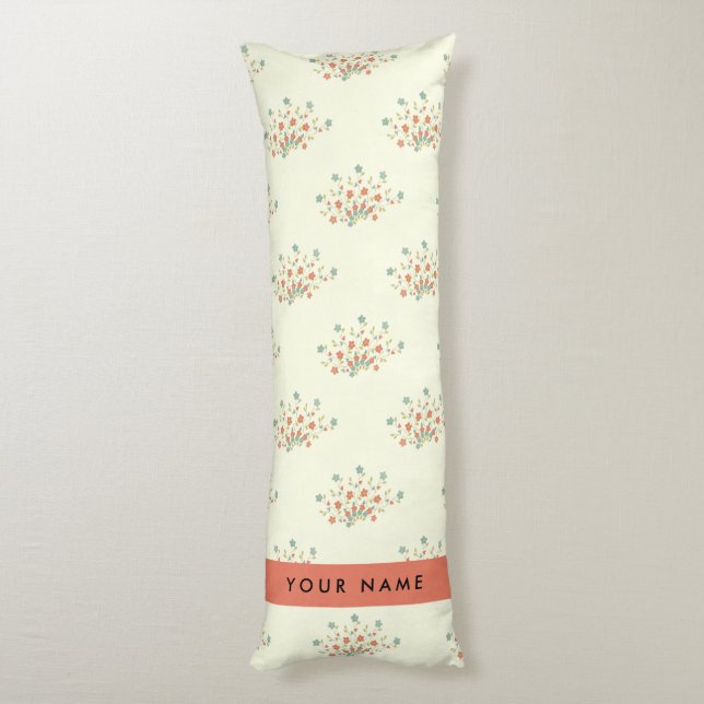Blue and Red Flowers, Red, Your Name Body Pillow (Back (Vertical))