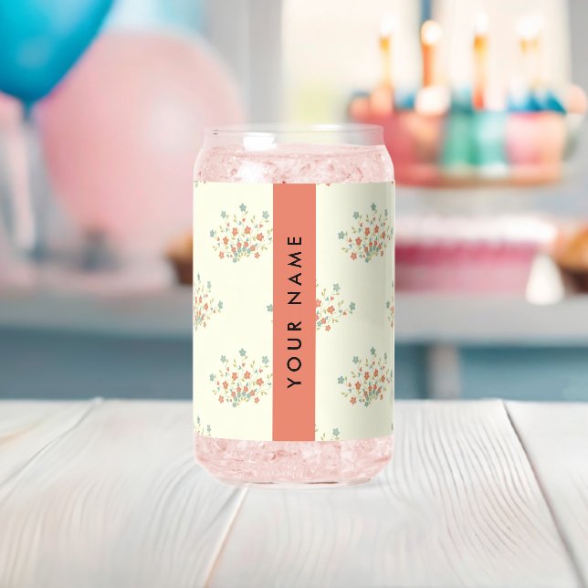 Blue and Red Flowers, Red, Your Name Can Glass (Insitu (Baby Shower))
