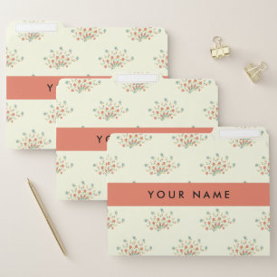Blue and Red Flowers, Red, Your Name File Folder