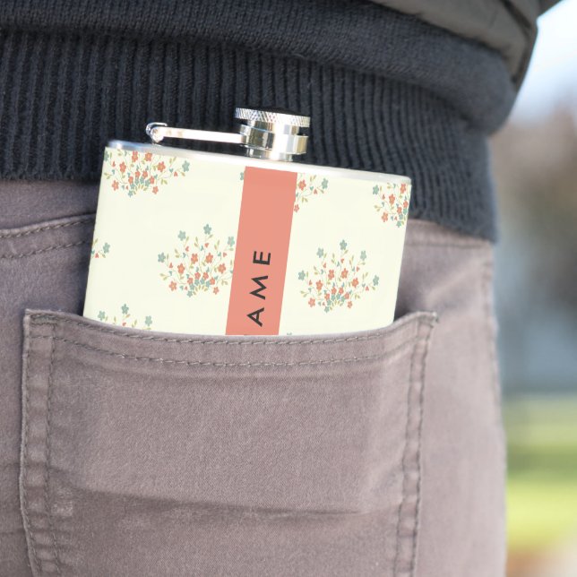 Blue and Red Flowers, Red, Your Name Flask (In Situ)